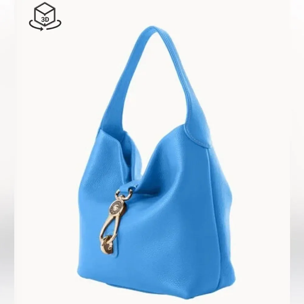 Dooney & Bourke Blue  Pebble Grain Leather Large  Logo Lock Sac